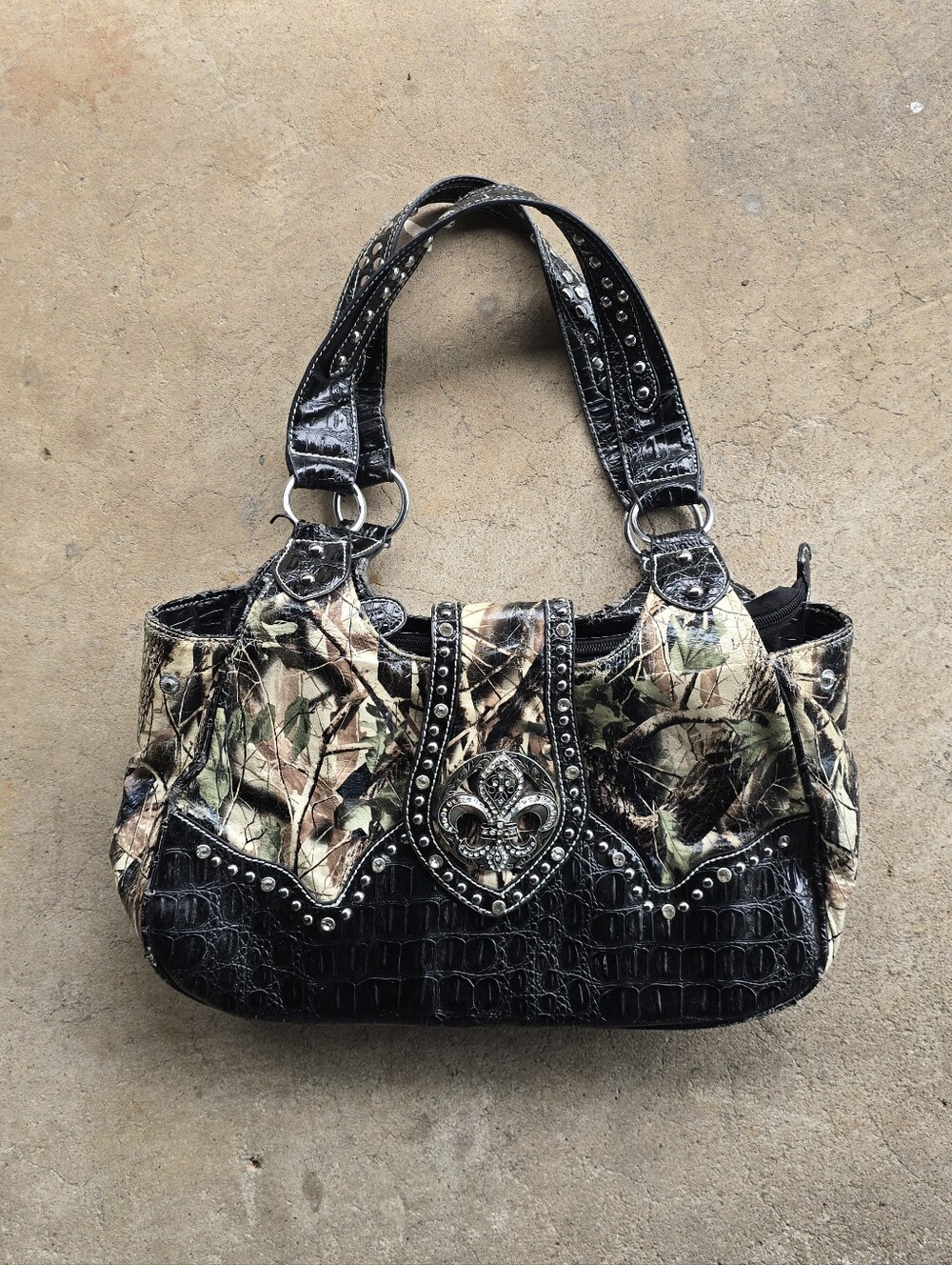 vtg y2k mcbling Buckle Grunge camo purse handbag